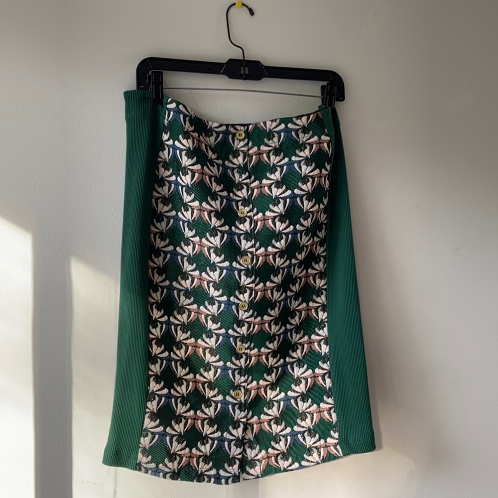 Anthropologie , holiday, metallic brocade skirt